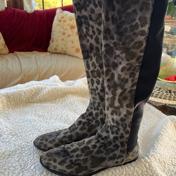 Stuart Weitzman, suede and fabric tall boots 8 1/2 - Picture 3 of 10